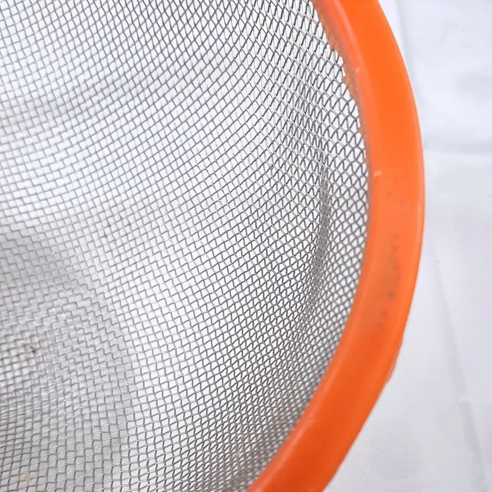 Sveico collander basket strainer orange plastic‎ metal Sweden Rostfri Vintage